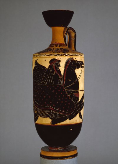 Attische schwarzfigurige Lekythos, die Poseidon darstellt, 6.-5. Jahrhundert v. Chr. von Greek